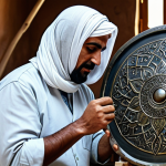 The Artisan**

*   **Prompt:** "A skilled artisan in a traditional Arabic workshop, crafting a detailed metal shield, safe for work, appropriate content, fully clothed, professional, modest clothing, intricate designs, natural lighting, well-formed hands, perfect anatomy, natural pose, high quality."

**
