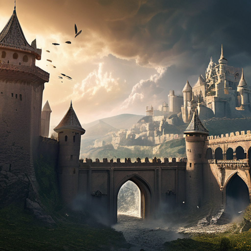 리니지 패치 노트 요약 - **Prompt:** A chaotic and intense siege warfare scene set against the backdrop of a grand, ancient f...