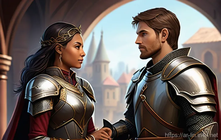 리니지 거래소 안전 사용법 - **Prompt:** A powerful and inspiring fantasy digital illustration showcasing the concept of Two-Fact...