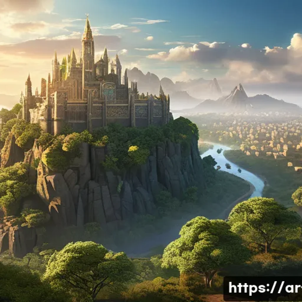 리니지 신작 정보 - **Prompt:** A breathtaking, high-quality 3D rendering of a reimagined Lineage landscape, combining t...