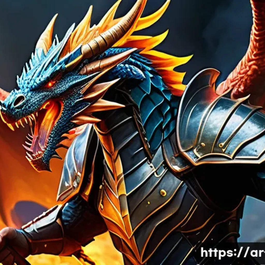 리니지 보스 몬스터 공략 - A detailed fantasy battle scene featuring the Dragon Lord boss monster: a massive, majestic dragon w...