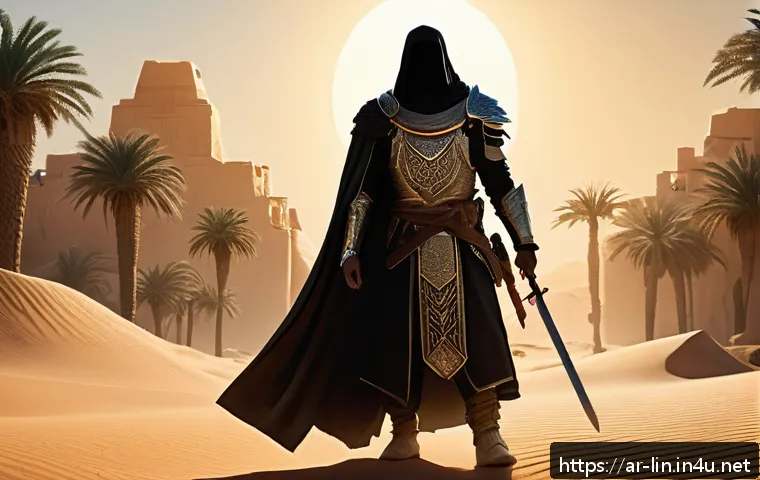 리니지 경험치 배율 이벤트 - A detailed fantasy RPG scene set during early morning hours with a lone Arabic-inspired warrior char...
