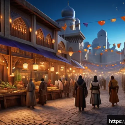 리니지 실버 계급 달성법 - A detailed digital fantasy scene showing a diverse group of players in a Middle Eastern inspired med...